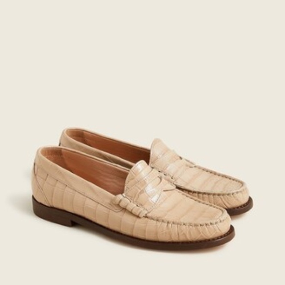 J.Crew Winona loafers in croc-embossed leather